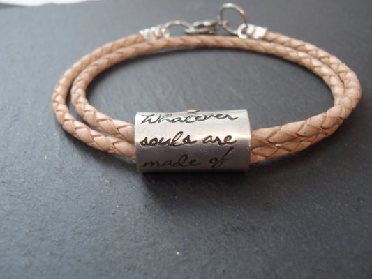 Handcrafted personalized sterling silver and braided leather bracelet customized with your own inspirational quote - Drake Designs Jewelry