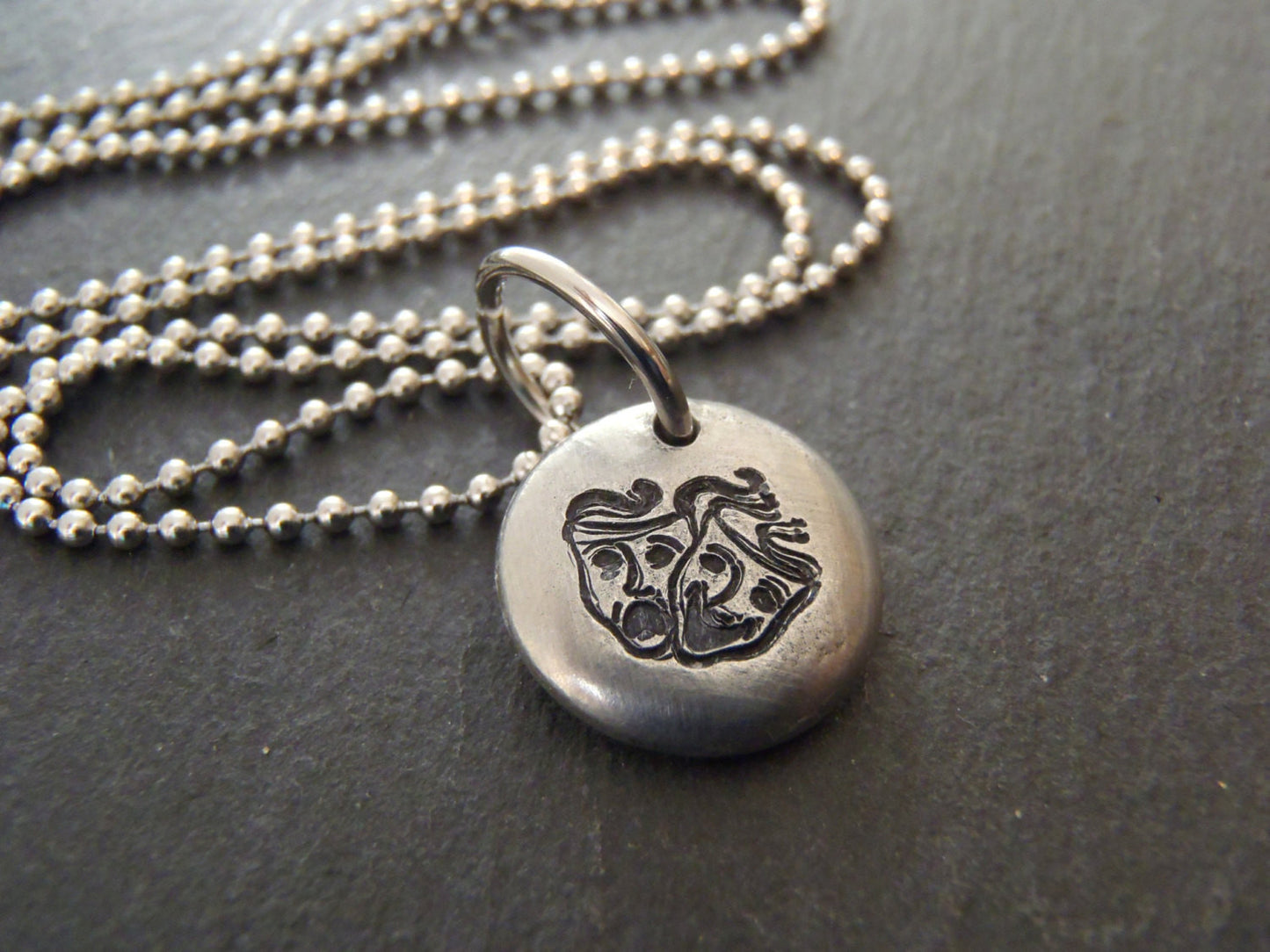 thespian Comedy tragedy necklace drama jewelry theater gift - Drake Designs Jewelry
