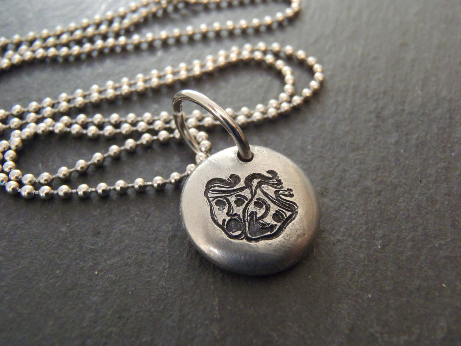 thespian Comedy tragedy necklace drama jewelry theater gift - Drake Designs Jewelry