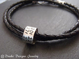 Latitude longitude leather bracelet for men or women personalized with custom coordinates - Drake Designs Jewelry