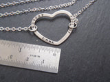 mother's necklace with children's names hand stamped on a sterling silver open heart - Drake Designs Jewelry