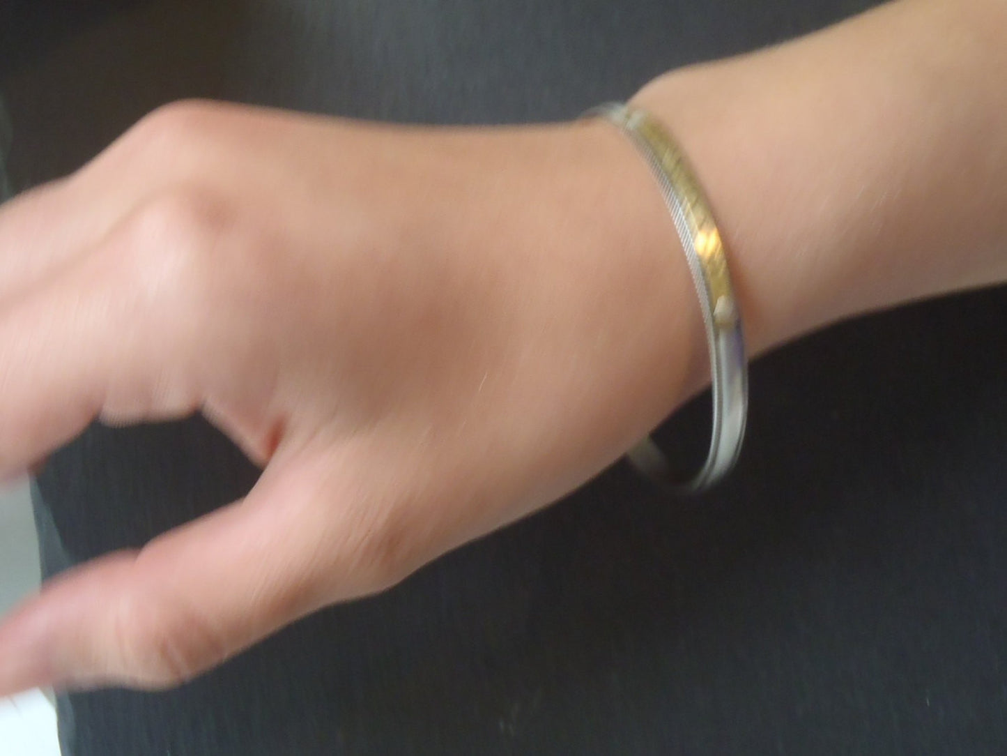 Sterling silver bangle bracelet with with Roman numerals or name in mixed metals - Drake Designs Jewelry