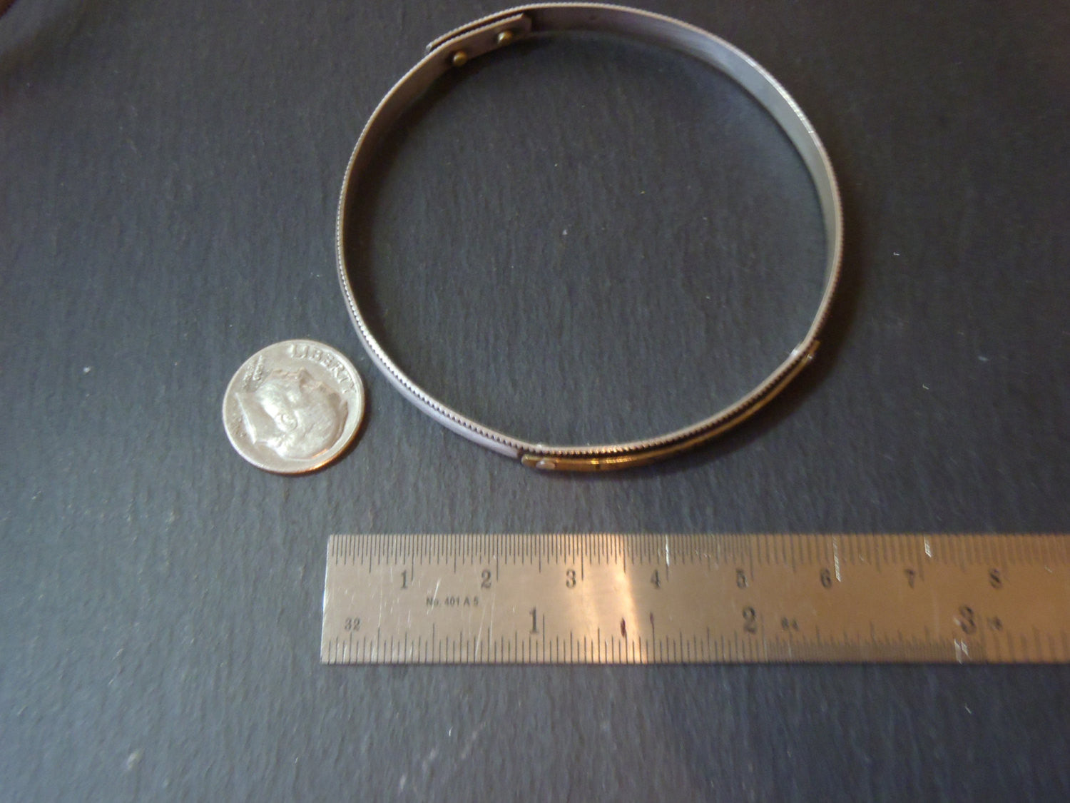 Sterling silver bangle bracelet with with Roman numerals or name in mixed metals - Drake Designs Jewelry