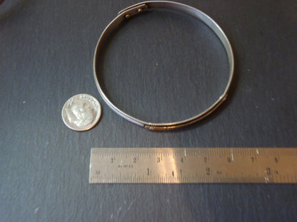 Sterling silver bangle bracelet with with Roman numerals or name in mixed metals - Drake Designs Jewelry