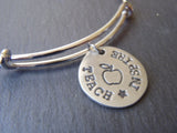 teacher bangle bracelet hand stamped jewelry gift for teacher - Drake Designs Jewelry