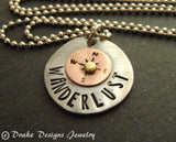 Travel compass necklace wanderlust necklace gifts for traveler wanderlust jewelry mixed metal - Drake Designs Jewelry