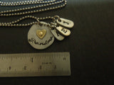 Personalized Mixed metal grandma necklace with golden brass heart and grandchildren's initials - Drake Designs Jewelry