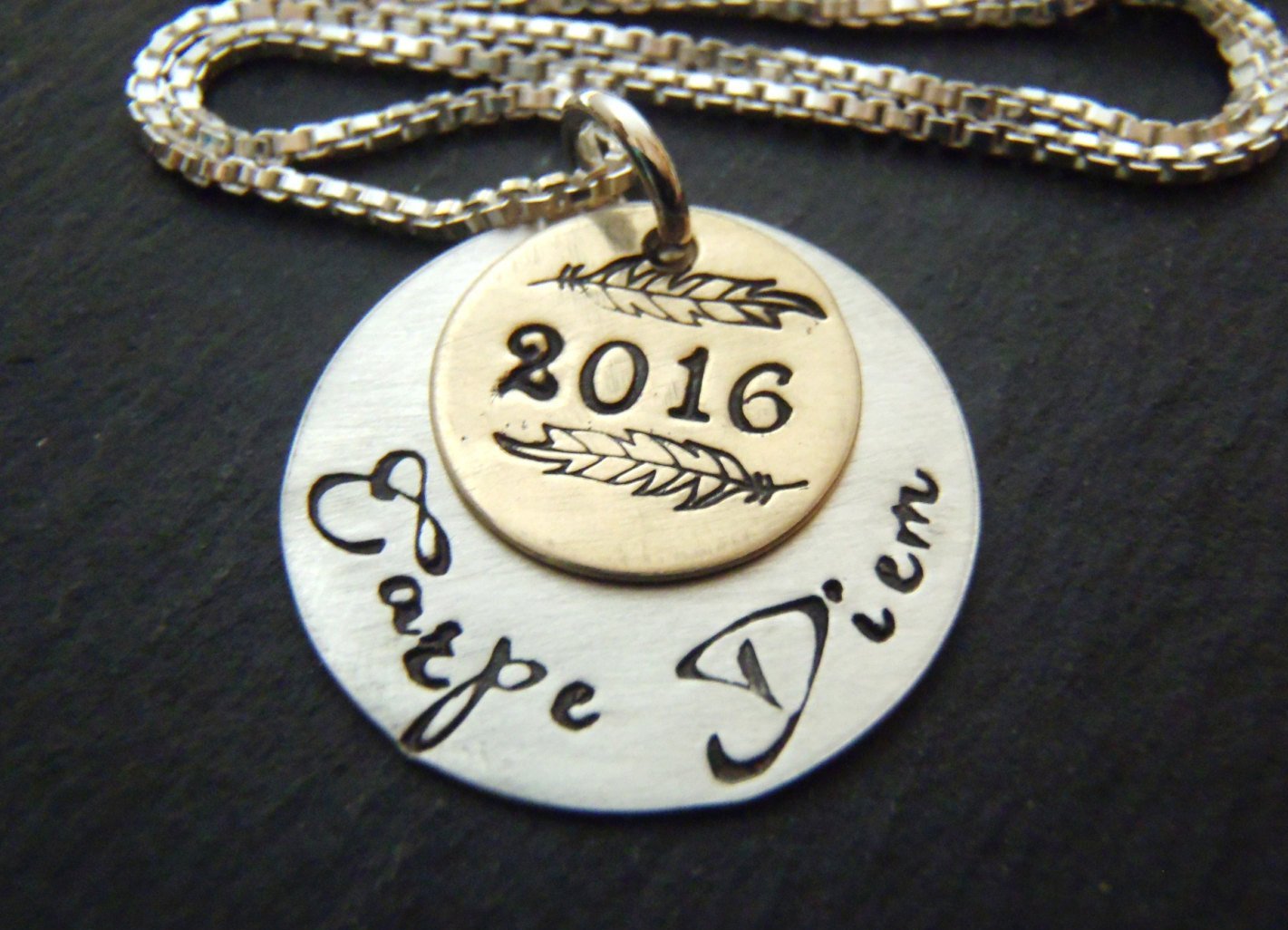 Sterling silver graduation gift for her carpe diem necklace seize the day inspirational jewelry - Drake Designs Jewelry