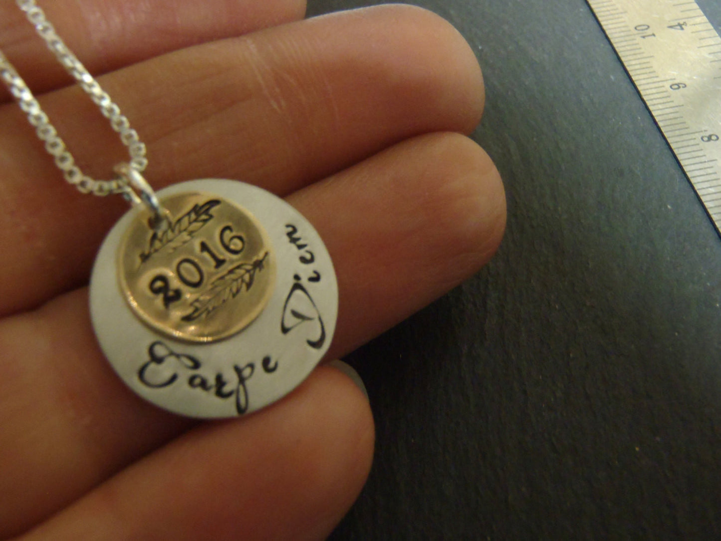 Sterling silver graduation gift for her carpe diem necklace seize the day inspirational jewelry - Drake Designs Jewelry