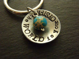 the world is your oyster graduation gift keychain inspirational personalized key chain personalized - Drake Designs Jewelry