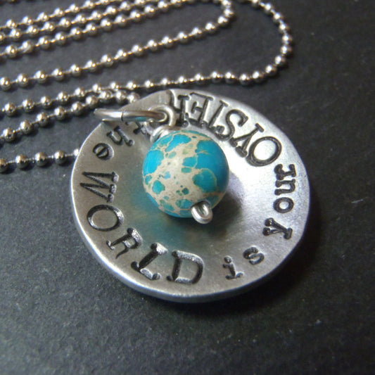 the world is your oyster graduation gift personalized necklace - Drake Designs Jewelry