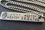 Just Breathe inspirational bar necklace - Drake Designs Jewelry