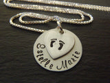 Sterling Silver footprint necklace for mom personalized new baby gift - Drake Designs Jewelry