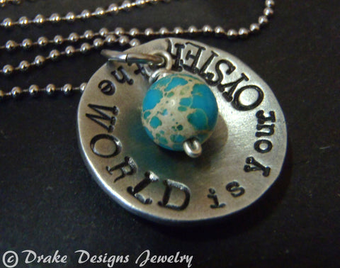 the world is your oyster graduation gift personalized necklace - Drake Designs Jewelry