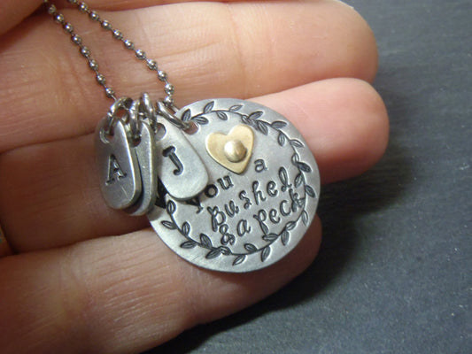 I love you a bushel and a peck necklace personalized for grandma or mom - Drake Designs Jewelry