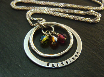 Sterling silver grandmother birthstone Necklace personalized mothers necklace with birthstones BLESSINGS - Drake Designs Jewelry