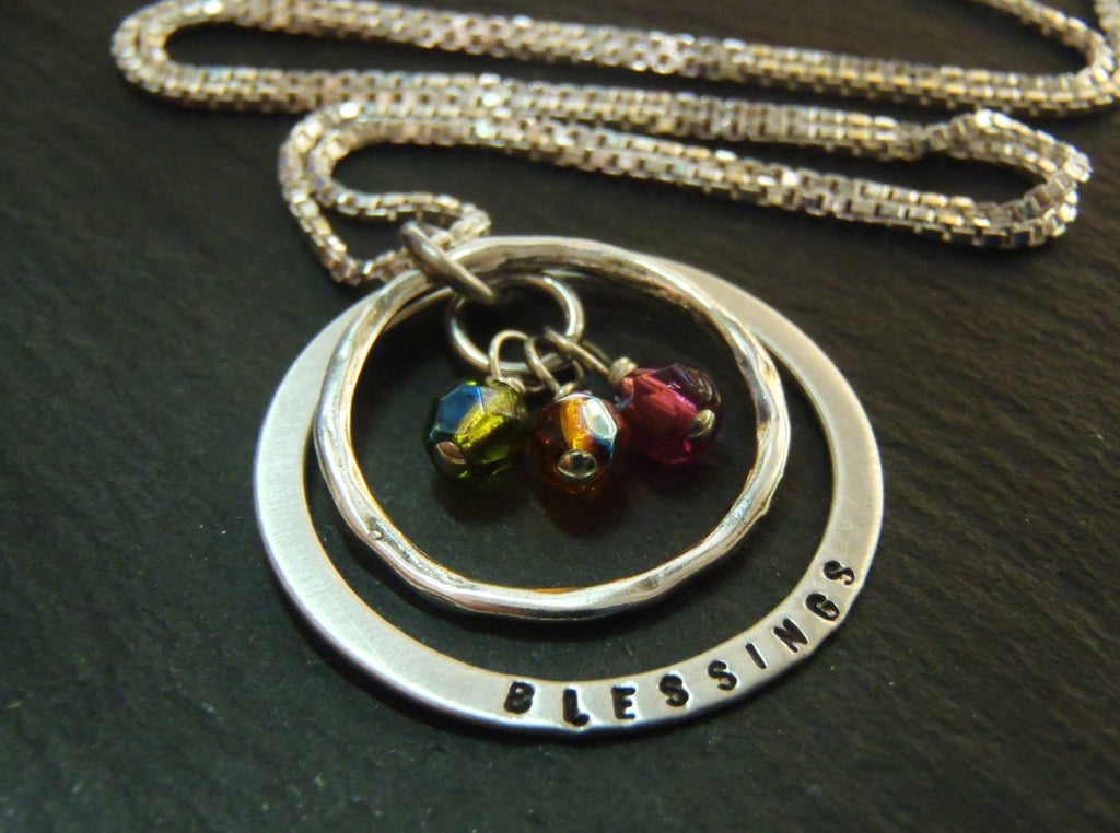Sterling silver grandmother birthstone Necklace personalized mothers necklace with birthstones BLESSINGS - Drake Designs Jewelry