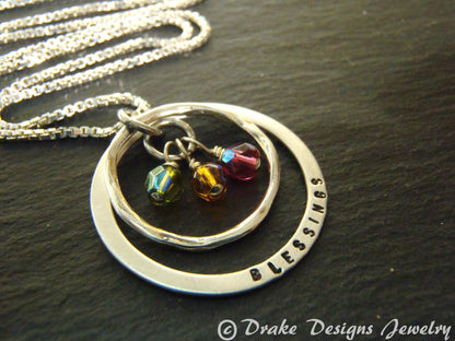 Sterling silver grandmother birthstone Necklace personalized mothers necklace with birthstones BLESSINGS - Drake Designs Jewelry