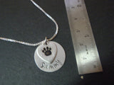 Sterling silver personalized pet memorial necklace dog pawprint necklace - Drake Designs Jewelry