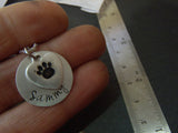 Sterling silver personalized pet memorial necklace dog pawprint necklace - Drake Designs Jewelry