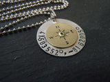 Personalized custom coordinate compass necklace - Latitude longitude jewelry - Drake Designs Jewelry