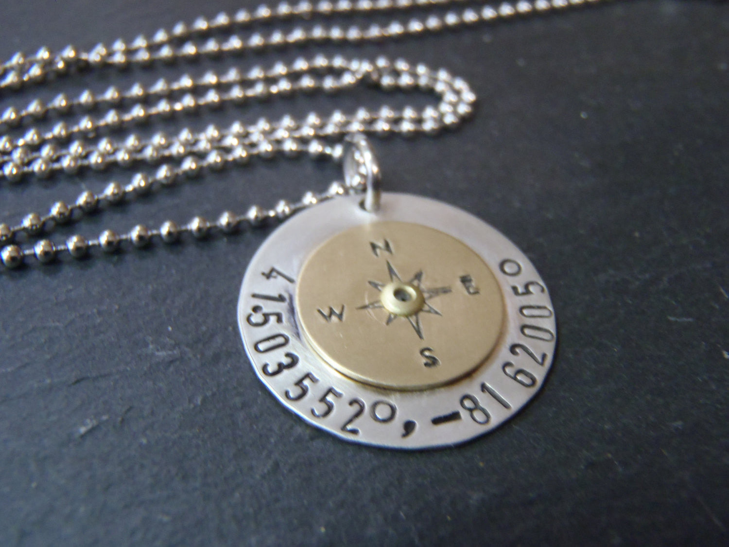 Personalized custom coordinate compass necklace - Latitude longitude jewelry - Drake Designs Jewelry