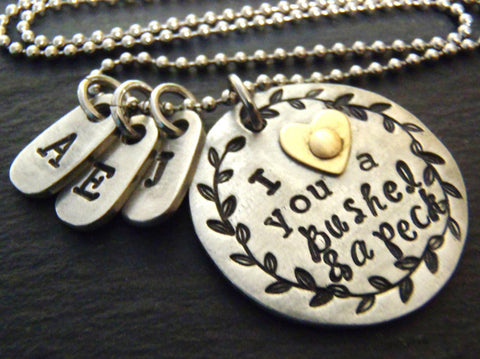I love you a bushel and a peck necklace personalized for grandma or mom - Drake Designs Jewelry