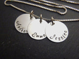 Mother's necklace personalized with children's names hand stamped on Sterling silver - Drake Designs Jewelry