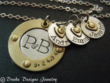 Sterling silver Family necklace with kids' names - gift for wife - Drake Designs Jewelry