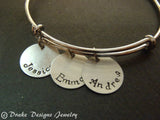 Mother's bangle bracelet with kids' names - Drake Designs Jewelry