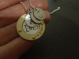 Sterling silver mixed metal mom necklace personalized with family initials and anniversary date - Drake Designs Jewelry