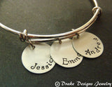 Mother's bangle bracelet with kids' names - Drake Designs Jewelry