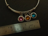 personalized adjustable bangle birthstone bracelet for mom - Drake Designs Jewelry