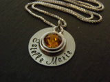 New baby necklace personalized mommy jewelry with baby name and birthstone - Drake Designs Jewelry