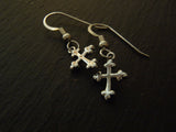 Sterling Silver cross tiny dangle earrings - Drake Designs Jewelry