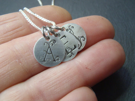 Sterling silver initial necklace for mom Personalize with custom initials - Drake Designs Jewelry