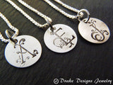 Tiny initial necklace personalized  sterling silver - Drake Designs Jewelry