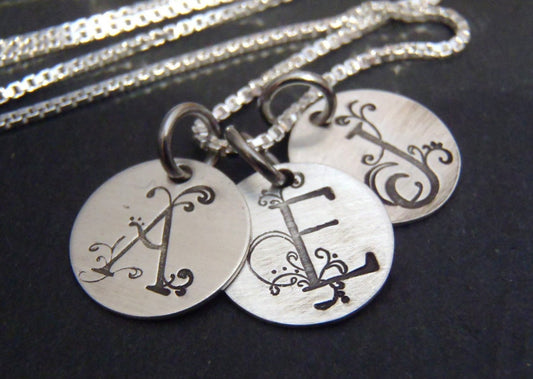 Sterling silver initial necklace for mom Personalize with custom initials - Drake Designs Jewelry