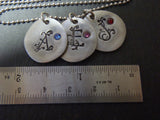 Mothers necklace with kid's initials and birthstones personalized and hand stamped - Drake Designs Jewelry