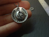 personalized family necklace for mom with hand stamped children's names and monogram initial - Drake Designs Jewelry
