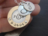 Personalized mixed metal Mother's Necklace with children's initials - Drake Designs Jewelry