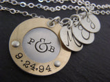 Personalized mixed metal Mother's Necklace with children's initials - Drake Designs Jewelry