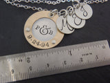 Personalized mixed metal Mother's Necklace with children's initials - Drake Designs Jewelry