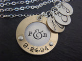 Personalized mixed metal Mother's Necklace with children's initials - Drake Designs Jewelry