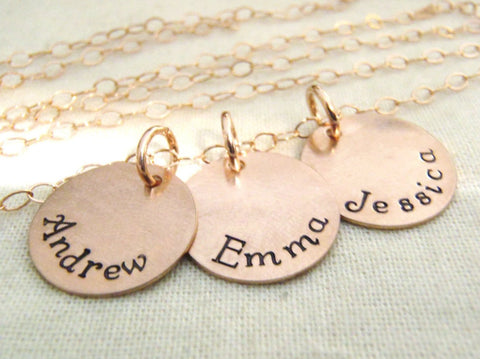 rose gold mom necklace with kid's names 14k gold fill - Drake Designs Jewelry