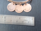 rose gold bangle mom bracelet with kid's names - Drake Designs Jewelry