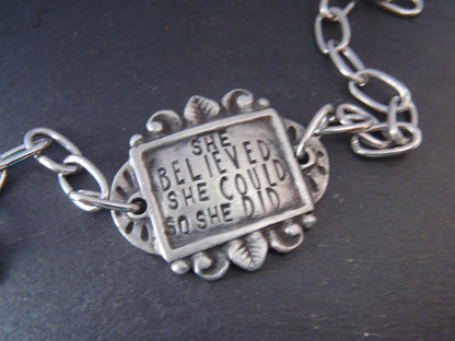 she believed she could so she did - Inspirational bracelet - Drake Designs Jewelry