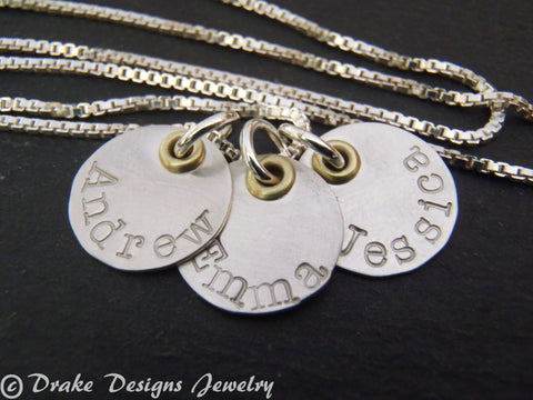 Tiny personalized name necklace hand stamped jewelry for mom - Drake Designs Jewelry