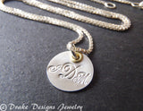Personalized women's monogram necklace - mixed metal sterling silver - Drake Designs Jewelry