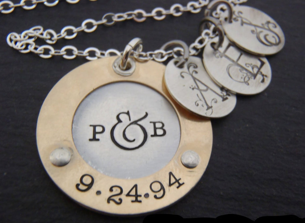 Couples Necklaces - Anniversary and Initials Necklace Set